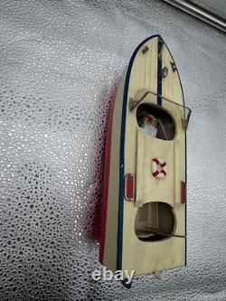 Rare Wooden Model Boat Battery Powered Union Japan It Does Work & Lights Up