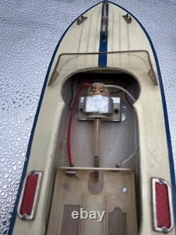 Rare Wooden Model Boat Battery Powered Union Japan It Does Work & Lights Up