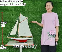 Red Columbia Sail Boat Model Handmade Woodwork Ship For Home Decor Birthday Gift