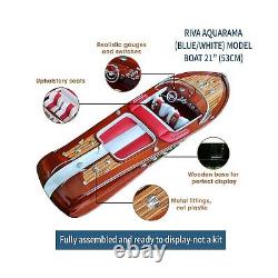 Red Italian Speed Boat Ship Wooden Model 21 52cm Luxury Handmade Home Desk D