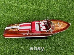 Red Italian Speed Boat Ship Wooden Model 21 Luxury Handmade Graduation Gift