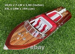Red Italian Speed Boat Ship Wooden Model 21 Luxury Handmade Graduation Gift