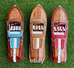 Red Speed Boat Ship Wooden Model 21 Luxury Handmade Graduation Gift