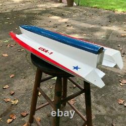 Remote Control Tunnel Hull Wooden Model Speed Boat (29 long), K&B 3.5cc