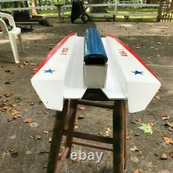 Remote Control Tunnel Hull Wooden Model Speed Boat (29 long), K&B 3.5cc