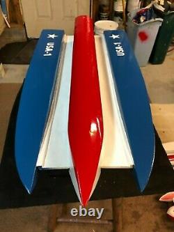 Remote Control Tunnel Hull Wooden Model Speed Boat #2 (29 long), K&B 3.5cc