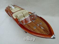 Riva Aquarama 20 Cream Wood Model Boat L50 Handmade Italian Speed Boat