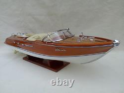 Riva Aquarama 20 Cream Wood Model Boat L50 Handmade Italian Speed Boat