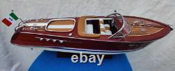 Riva Aquarama 20 White-Brown Seat Handmade Wood Model Boat L50cm