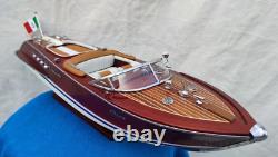 Riva Aquarama 20 White-Brown Seat Handmade Wood Model Boat L50cm