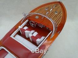Riva Aquarama 20 White-Red High Quality Wood Model Boat L50 Handmade Home Decor