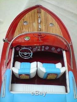 Riva Aquarama 26 Quality Wood Model Boat White-blue Handmade Italian Boat