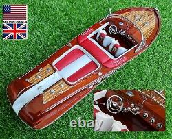 Riva Aquarama Speed Model Ship 21 Red Boat Wooden Nautical Model Decor Handmade