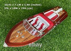 Riva Aquarama Speed Model Ship 21 Red Boat Wooden Nautical Model Decor Handmade