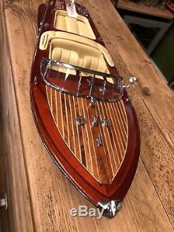 Riva Aquarama Wood Model Boat L51cm Handmade Italian Speed Boat Authentic Models