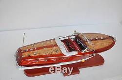 Riva Ariston Speed Boat 21 Red and White Wooden Model Boat