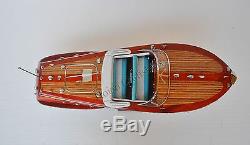 Riva Ariston Speed Boat 21 White and Blue Wooden Model Boat