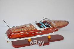 Riva Ariston Speed Boat 21 White and Blue Wooden Model Boat