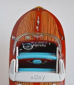 Riva Ariston Speed Boat 21 White and Blue Wooden Model Boat