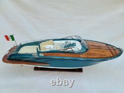 Riva Rama 27 Turquoise Painted Hull Quality Wood Model Boat L70cm Xmas Gift