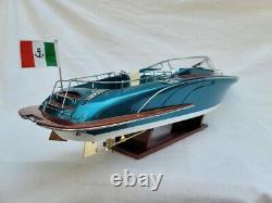 Riva Rama 27 Turquoise Painted Hull Quality Wood Model Boat L70cm Xmas Gift