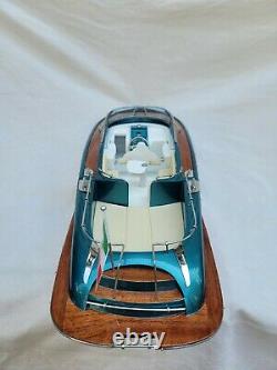 Riva Rama 27 Turquoise Painted Hull Quality Wood Model Boat L70cm Xmas Gift