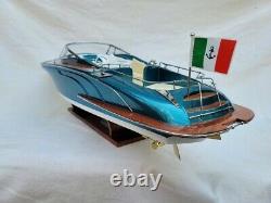 Riva Rama 27 Turquoise Painted Hull Quality Wood Model Boat L70cm Xmas Gift