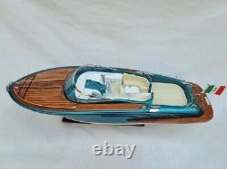 Riva Rama 27 Turquoise Painted Hull Quality Wood Model Boat L70cm Xmas Gift