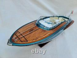 Riva Rama 27 Turquoise Painted Hull Quality Wood Model Boat L70cm Xmas Gift
