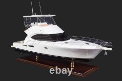 Riviera 45 Open Flybridge Motor Yacht Handmade Wooden Model Boat Ship Gift Decor