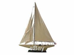 Rustic Intrepid 60 Wooden Vintage Sailboat Model Sail Boat Decor