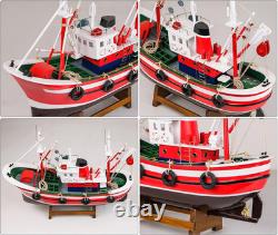 SAILINGSTORY Wooden Fishing Boat Model Ship Decor Red