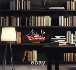 SAILINGSTORY Wooden Fishing Boat Model Ship Decor Red