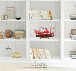 SAILINGSTORY Wooden Fishing Boat Model Ship Decor Red