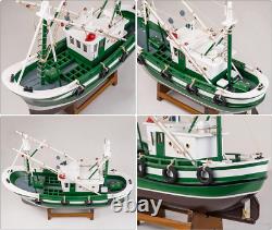 SAILINGSTORY Wooden Fishing Boat Model Ship Model Decor Green