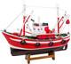 Sailingstory Wooden Fishing Boat Model Ship Model Decor Red