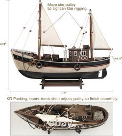 SAILINGSTORY Wooden Fishing Boat Model Ship Sailboat Decor 15