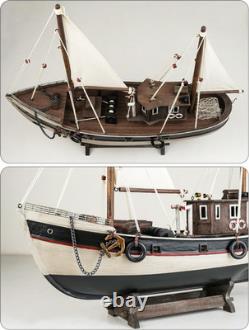 SAILINGSTORY Wooden Fishing Boat Model Ship Sailboat Decor 15