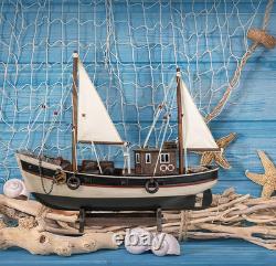 SAILINGSTORY Wooden Fishing Boat Model Ship Sailboat Decor 15