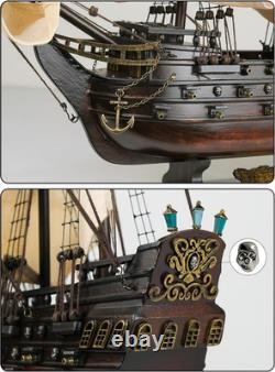 SAILINGSTORY Wooden Pirate Ship Model Black Pearl Beige Sails 20.5