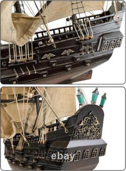 SAILINGSTORY Wooden Pirate Ship Model Black Pearl Beige Sails 27