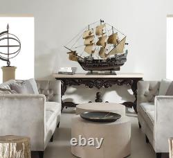 SAILINGSTORY Wooden Pirate Ship Model Black Pearl Beige Sails 27