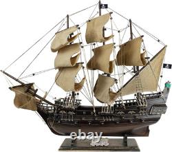 SAILINGSTORY Wooden Pirate Ship Model Black Pearl Beige Sails 27