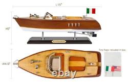SAILINGSTORY Wooden Speedboat Model Riva Aquarama Runabout Model Boat Yacht W
