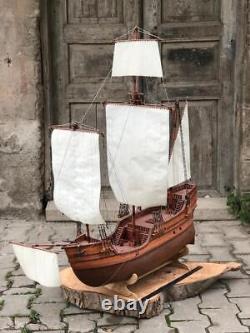 SANTA MARIA-Sailing Ship Model Assembled, Wooden Boat Model, Nautical Decor