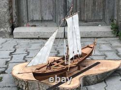 SMYRNA BOAT MODEL, Sailing Ship Model, Wooden Sailboat Ornament Center Piece