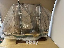 SPAIN HAND CARVED WOOD MODEL BARRO DE ARTESANIA SHIP BOAT NEW 1860 USA 28 x 22