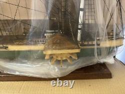 SPAIN HAND CARVED WOOD MODEL BARRO DE ARTESANIA SHIP BOAT NEW 1860 USA 28 x 22