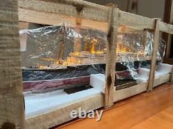 SS Bremen German Ocean Liner Wooden Ship Model LED Lights 38 Scale 1300