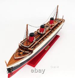 SS Normandie French Ocean Liner Wooden Model Cruise Ship 41 Fully Assembled New